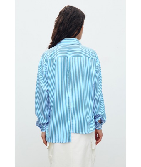 Рубашка с ассиметричными краями в голубую полоску Modna KAZKA MKRM4194-1