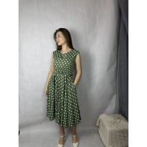 Платье женское в горохи по колено зелёное Modna KAZKA Притти MKSN2232-02 46