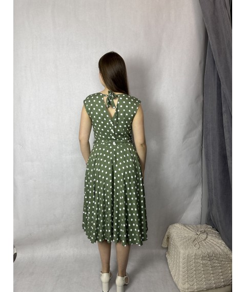 Платье женское в горохи по колено зелёное Modna KAZKA Притти MKSN2232-02 48