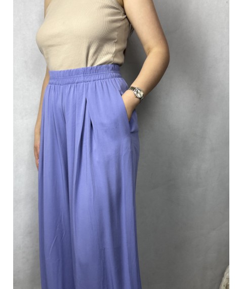 Женские свободные брюки с поясом на резинке голубые Modna KAZKA MKAZ6446-71 42