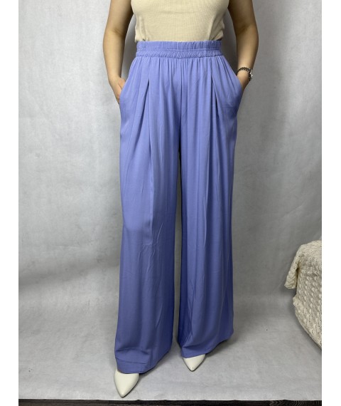 Женские свободные брюки с поясом на резинке голубые Modna KAZKA MKAZ6446-71 42