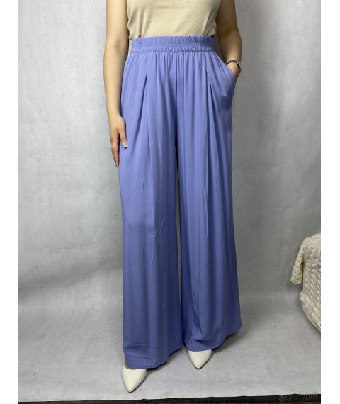 Женские свободные брюки с поясом на резинке голубые Modna KAZKA MKAZ6446-71 48