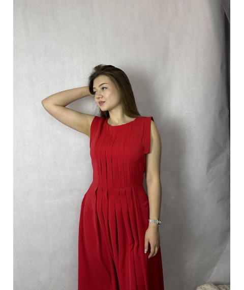 Платье женское миди красное дизайнерское нарядное Modna KAZKA Миори MKSN2015/3-03 44