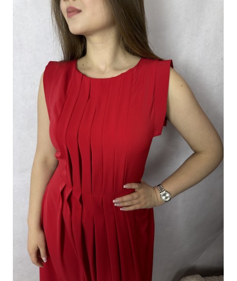 Платье женское миди красное дизайнерское нарядное Modna KAZKA Миори MKSN2015/3-03 46