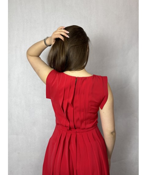 Платье женское миди красное дизайнерское нарядное Modna KAZKA Миори MKSN2015/3-03 48