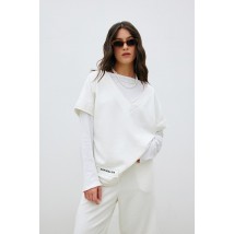 Женский трикотажный белый костюм с шортами Modna KAZKA MKRM4189-2