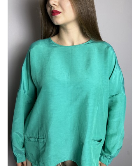 Рубашка женская зеленая с карманами Modna KAZKA MKKC9025-2 onesize