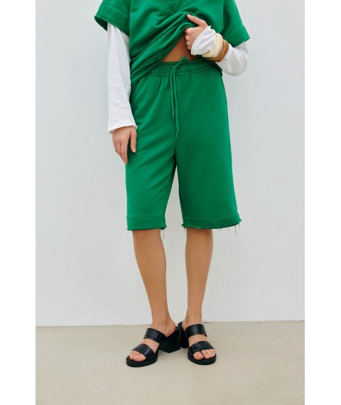 Женский трикотажный зеленый костюм с шортами Modna KAZKA MKRM4189-1 42