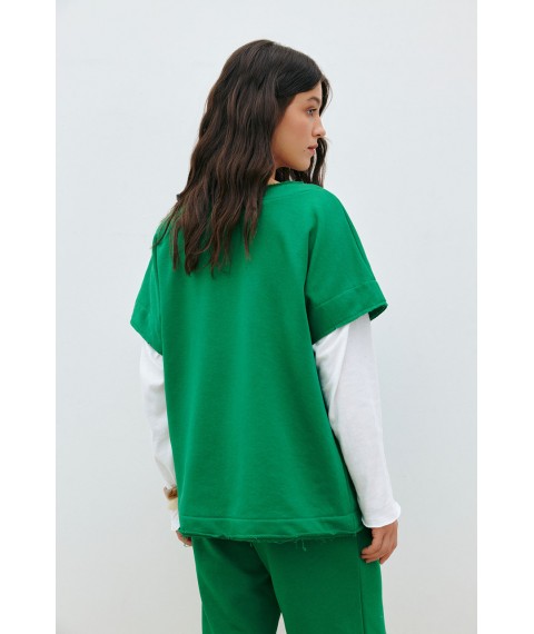 Женский трикотажный зеленый костюм с шортами Modna KAZKA MKRM4189-1 42