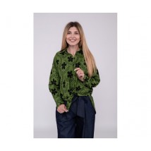 Зеленая женская рубашка с цветочным принтом Modna KAZKA MKLN1003-1 46