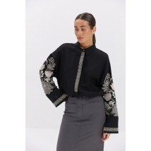 Рубашка женская Arjen MKAR69223-3 чёрная вышиванка с золотистыми узорами