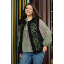 Сорочка жіноча зелена з рожевою вишивкою SEAM MKSMV108/807