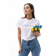 Жіноча футболка з українським принтом біла Modna KAZKA MKAR46581-1