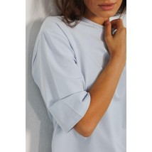 Футболка женская оверсайз базовая голубая с удлинёнными рукавами Modna KAZKA MKAR32945-1