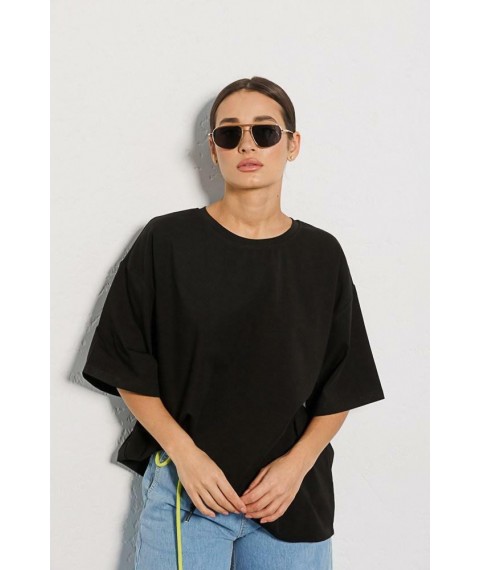 Футболка женская оверсайз базовая черная Modna KAZKA MKAR32924-2 ONESIZE