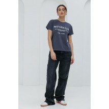 Футболка женская базовая с принтом графитовая Modna KAZKA MKAR35141-3