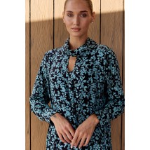 Свободное платье-трапеция с асимметричным низом бирюзовый AZURI MKAZ6720-2