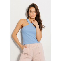 Кроп-топ женский с бретелями через шею трикотажный голубой Modna KAZKA MKAR69043-4