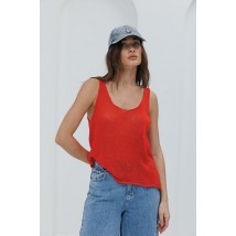 Женская майка из вязки в сеточку коралловая Modna ARJEN MKAR200299-1