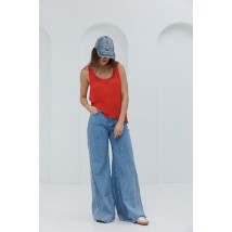 Женская майка из вязки в сеточку коралловая Modna ARJEN MKAR200299-1