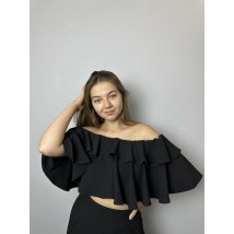 Топ женский с воланами черный TRG MKTRG3609-1