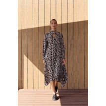 Свободное платье-трапеция с асимметричным низом мокко Modna KAZKA MKAZ6720-1