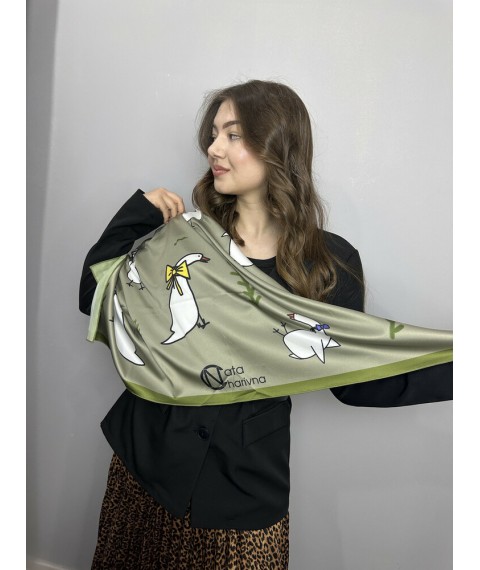 Платок женский "Бойові гусаки" 90х90 см Modna KAZKA MKNCH080623-21