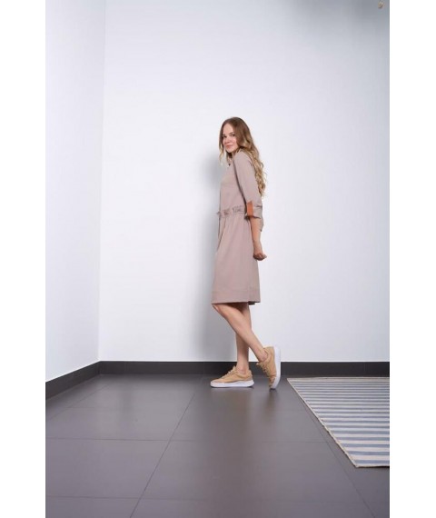 Платье бежевое женское дизайнерское Modna KAZKA Глория MKPR783-3 50