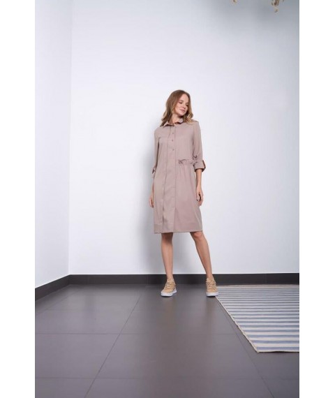 Платье бежевое женское дизайнерское "Глория" Modna KAZKA MKPR783-3