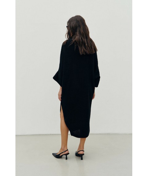 Платье вязаное oversize с разрезом черный Modna KAZKA MKRM4220-1 One size