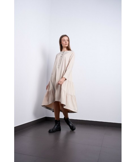 Платье женское асимметричное дизайнерское миди белое "Галина" PARI MKPR140623-1