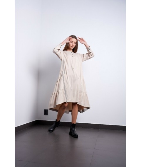 Платье женское асимметричное дизайнерское миди белое "Галина" PARI MKPR140623-1