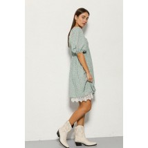 Платье женское летнее в цветочки фисташковое с кружевом снизу ARJEN MKAR32940-2