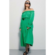 Платье женское летнее с открытыми плечами макси зеленое ARJEN MKAR69037-1
