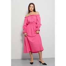 Платье женское летнее с открытыми плечами макси розовое ARJEN MKAR69037-2