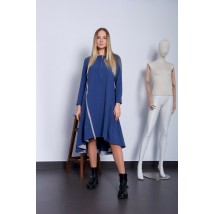 Платье женское синее асимметричное дизайнерское миди PARI MKPR140623-2