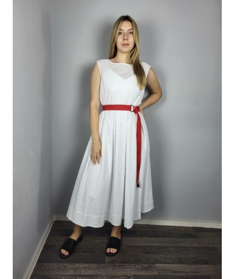 Платье женское из прошвы белое Лиа STYLE-NIKA MKSN2272-04