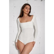 Боди женское в рубчик с квадратным вырезом молочное Modna KAZKA MKAR46712-1 42