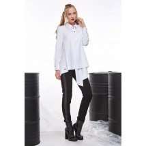 Блуза классическая белая асимметрия Варда MODNA KAZKA MKSH2065-1