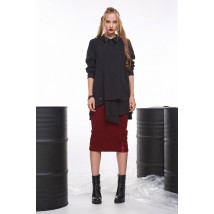 Блуза классическая черная асимметрия Варда MODNA KAZKA MKSH2065-2