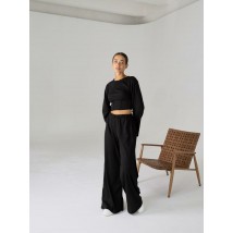 Костюм брючный женский свободного кроя трикотажный черный Modna KAZKA МКBS9319-1