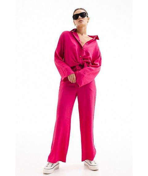 Костюм женский с брюками-палаццо и рубашкой oversize фуксия Modna KAZKA MKAR46582-2