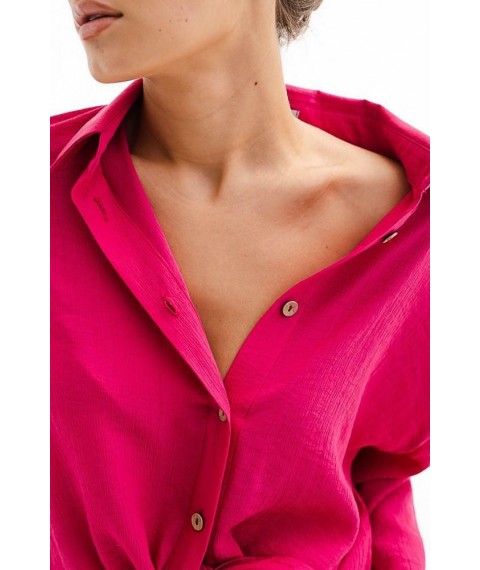 Костюм женский с брюками-палаццо и рубашкой oversize фуксия Modna KAZKA MKAR46582-2