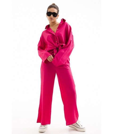 Костюм женский с брюками-палаццо и рубашкой oversize фуксия Modna KAZKA MKAR46582-2