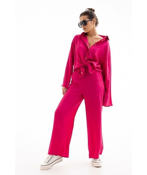 Костюм женский с брюками-палаццо и рубашкой oversize фуксия Modna KAZKA MKAR46582-2
