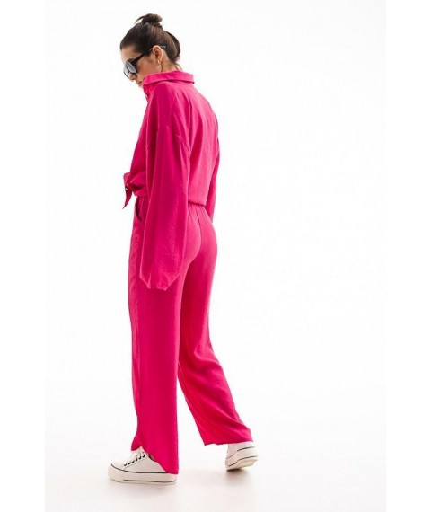 Костюм женский с брюками-палаццо и рубашкой oversize фуксия Modna KAZKA MKAR46582-2