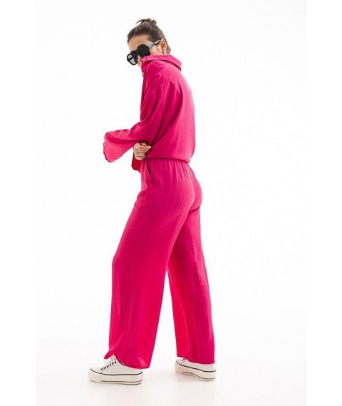 Костюм женский с брюками-палаццо и рубашкой oversize фуксия Modna KAZKA MKAR46582-2