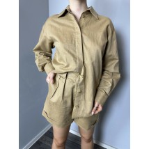 Костюм льняной женский кэжуал коричневый Modna KAZKA MKG590650-1 44