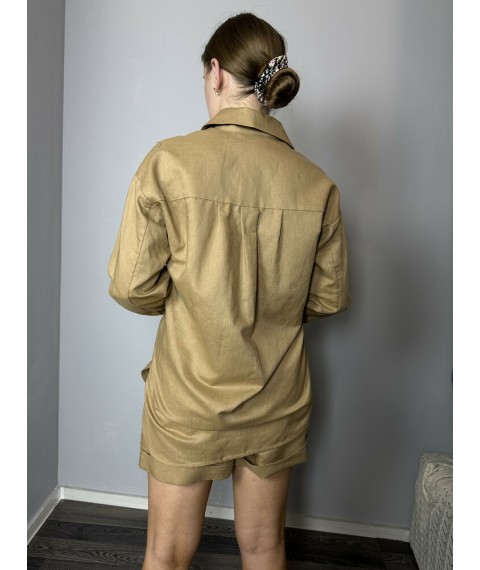 Костюм льняной женский кэжуал коричневый Modna KAZKA MKG590650-1 44