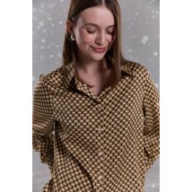 Карамельная свободная блуза с длинным рукавом бежевый Modna KAZKA MKAZ6753-3